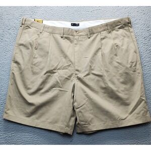 Nautica‎ Chino Shorts Mens Size 48 Brown Cotton Pleated Low Waist Classic Fit